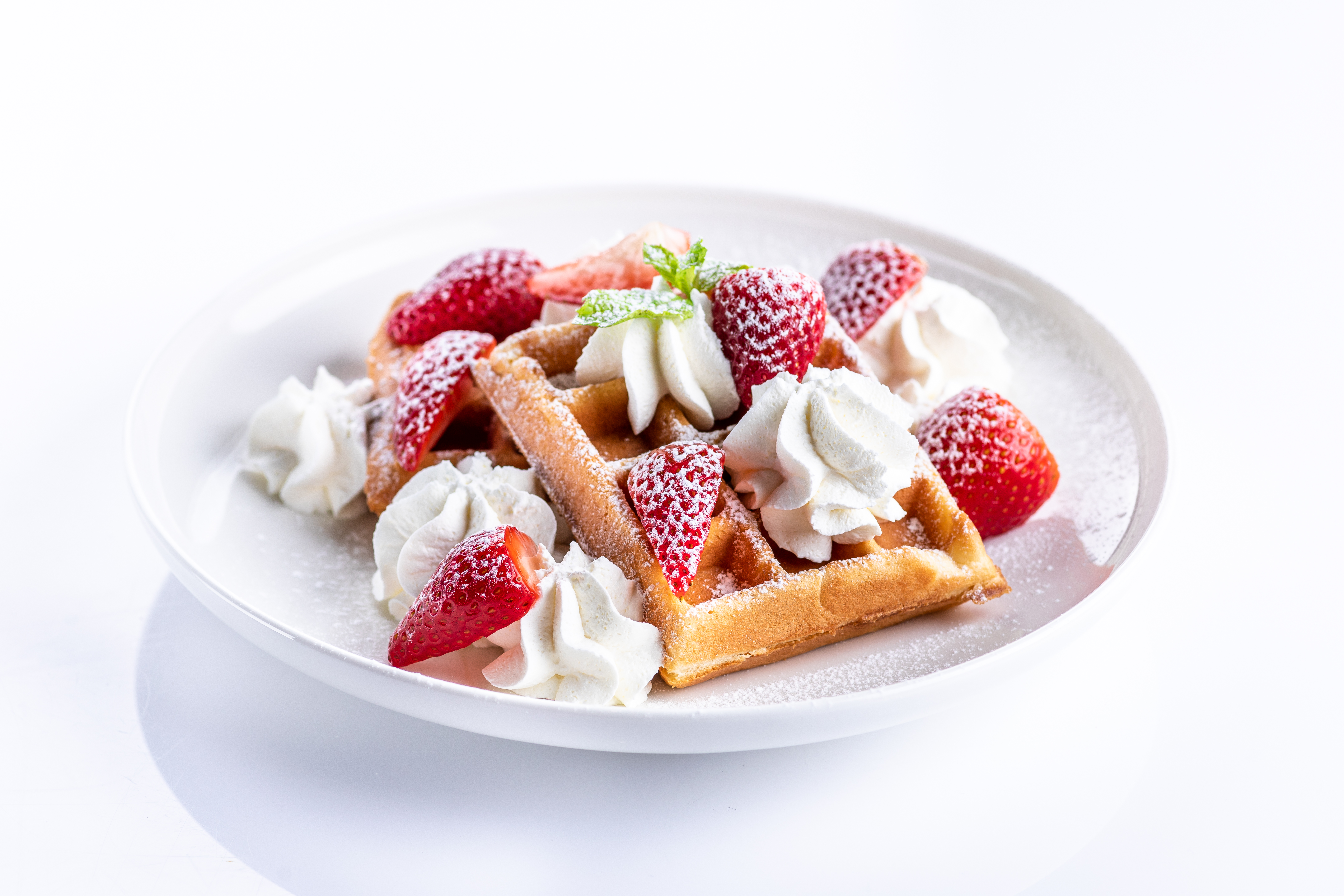 Cream & Strawberries Waffle